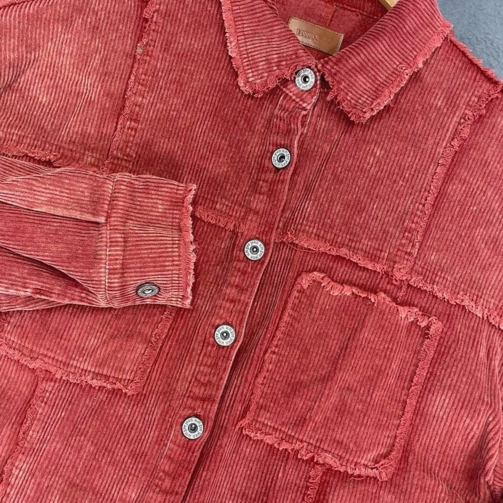 UMGEE Corduroy Button Down Shacket Sz Sm Long Sleeve Frayed‎ Seams Mid Weight